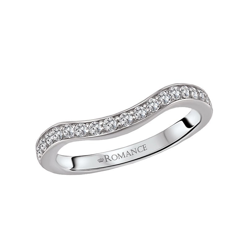 Orbelle Curved Wedding Band - 18K White Gold with Round Diamonds
