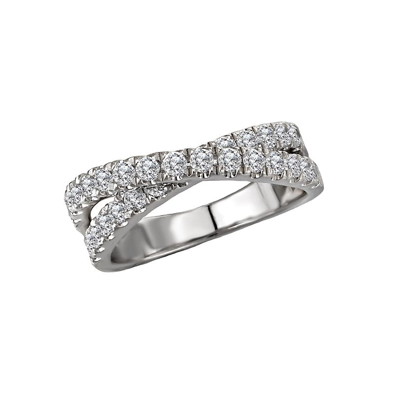 Luxora Classic 14K White Gold Criss-Cross Diamond Ring (1.0ctw)