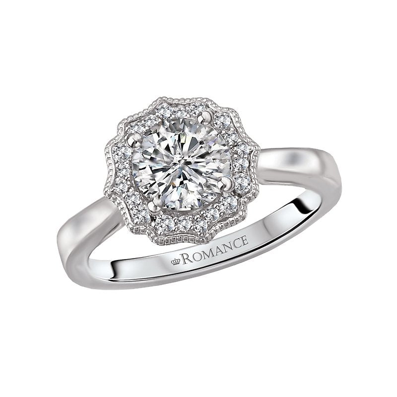 Orbelle Halo Semi-Mount Diamond Ring in 14K White Gold with Lab Grown Diamonds