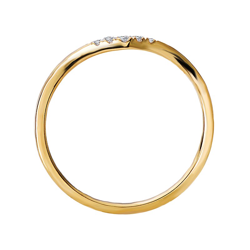 14K Yellow Gold V-Shaped Diamond Stackable Ring - Luxora Ladies Fashion