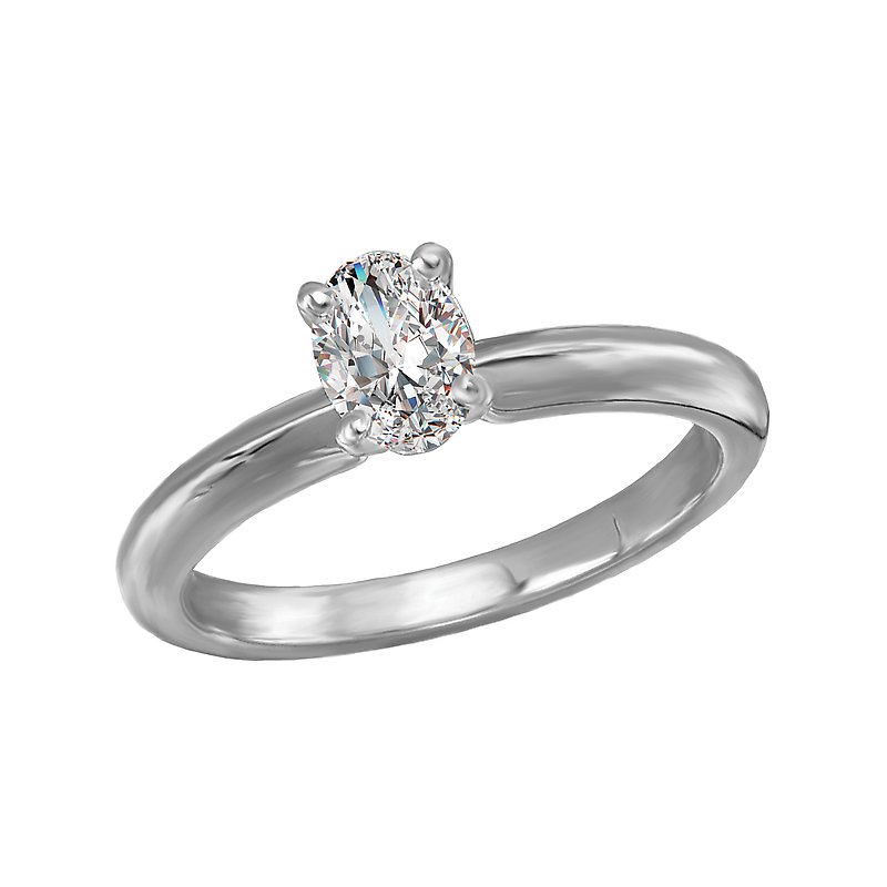 Glemera Solitaire Semi-Mount Diamond Engagement Ring | 14K White Gold Oval 1/2 Carat