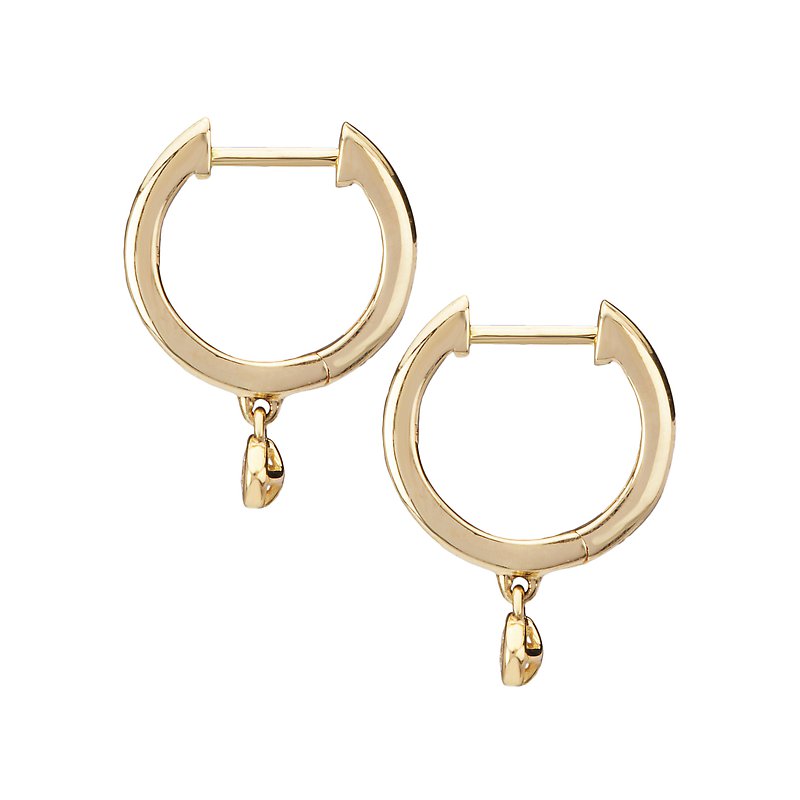 Luxora 14kt White Gold Hoop Earrings with Bezel Set Diamond Dangle