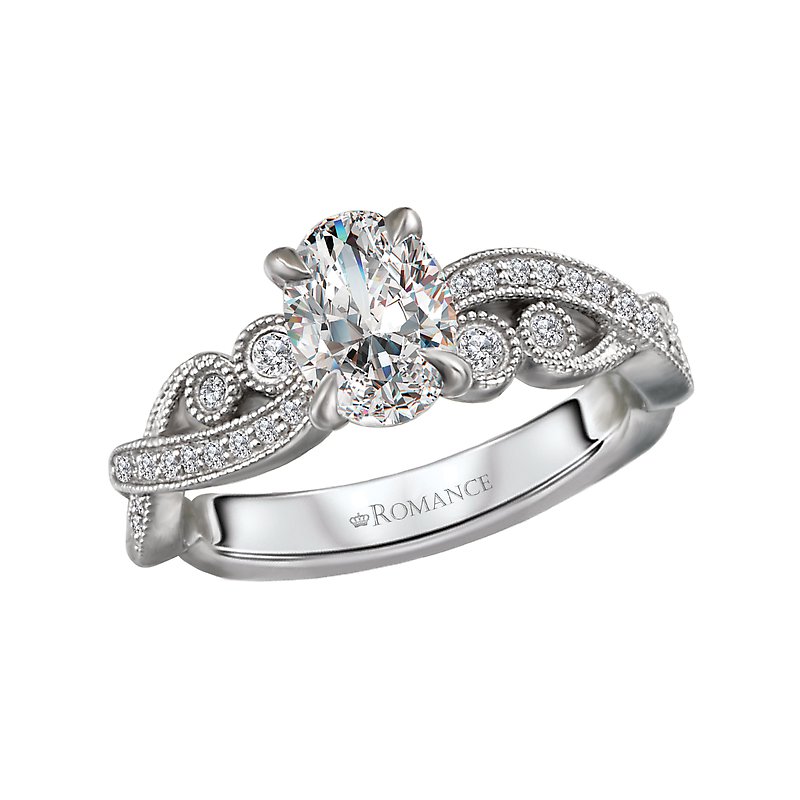 Orbelle White Gold Oval Diamond Semi-Mount Engagement Ring
