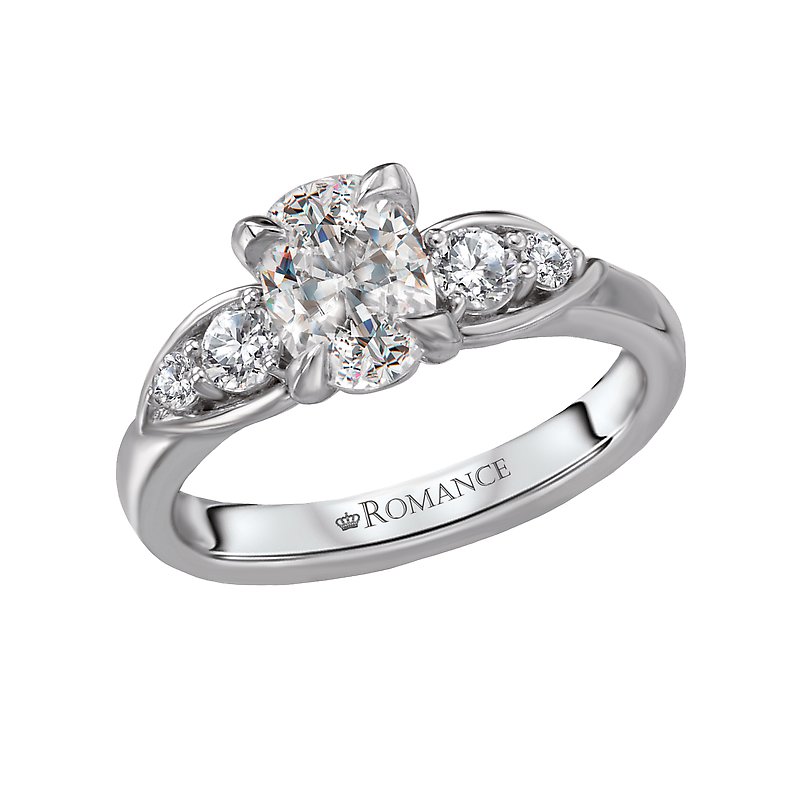 Bandora 14K White Gold Diamond Oval Semi-Mount Engagement Ring