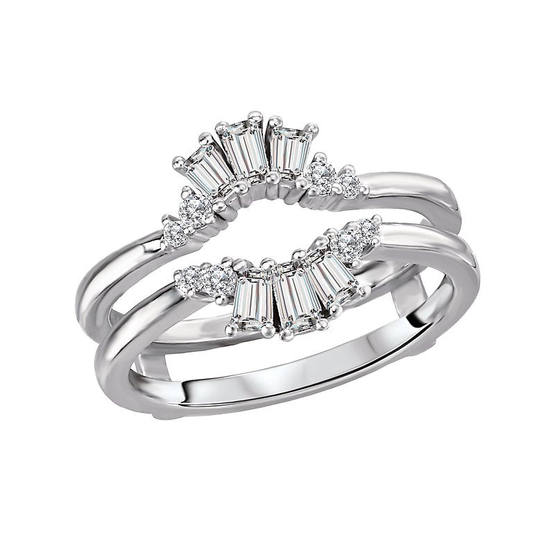 Glemera Diamond Wrap Ring Guard | 14K White Gold Band with Round & Tapered Baguette Diamonds