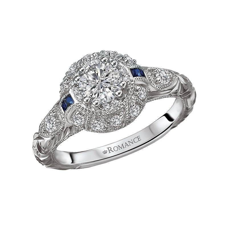 Vintage White Gold Diamond Engagement Ring Semi-Mount