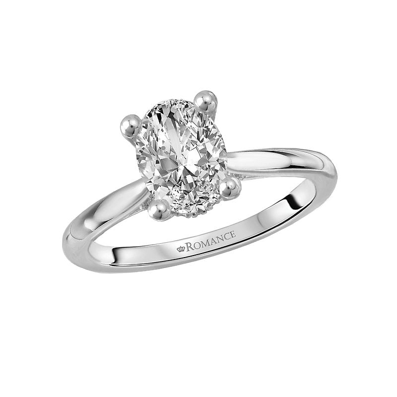 Platinum Hidden Halo Oval Diamond Engagement Ring