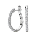 Luxora 14K White Gold Diamond Hoop Earrings - Chic Lever-back Style