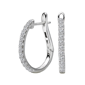 Luxora 14K White Gold Diamond Hoop Earrings - Chic Lever-back Style