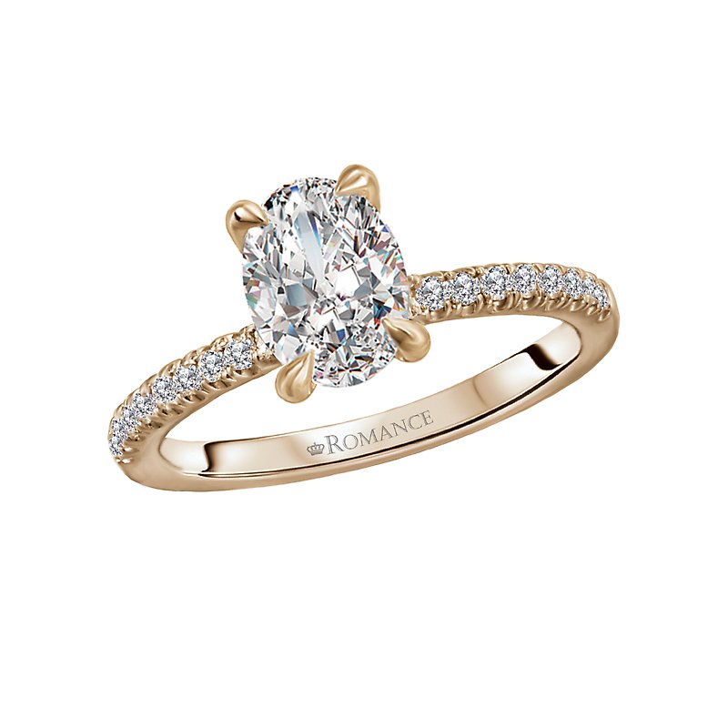 14K Yellow Gold Oval Diamond Semi-Mount Engagement Ring