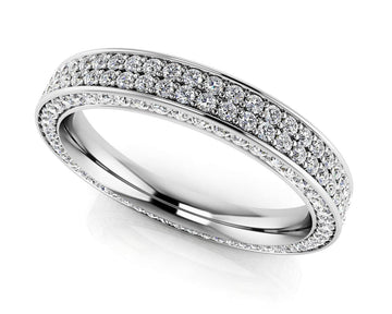 Double Row Prong Set Eternity Band Diamond  with 1.44 ct.(finished) 1mm, 1.3mm