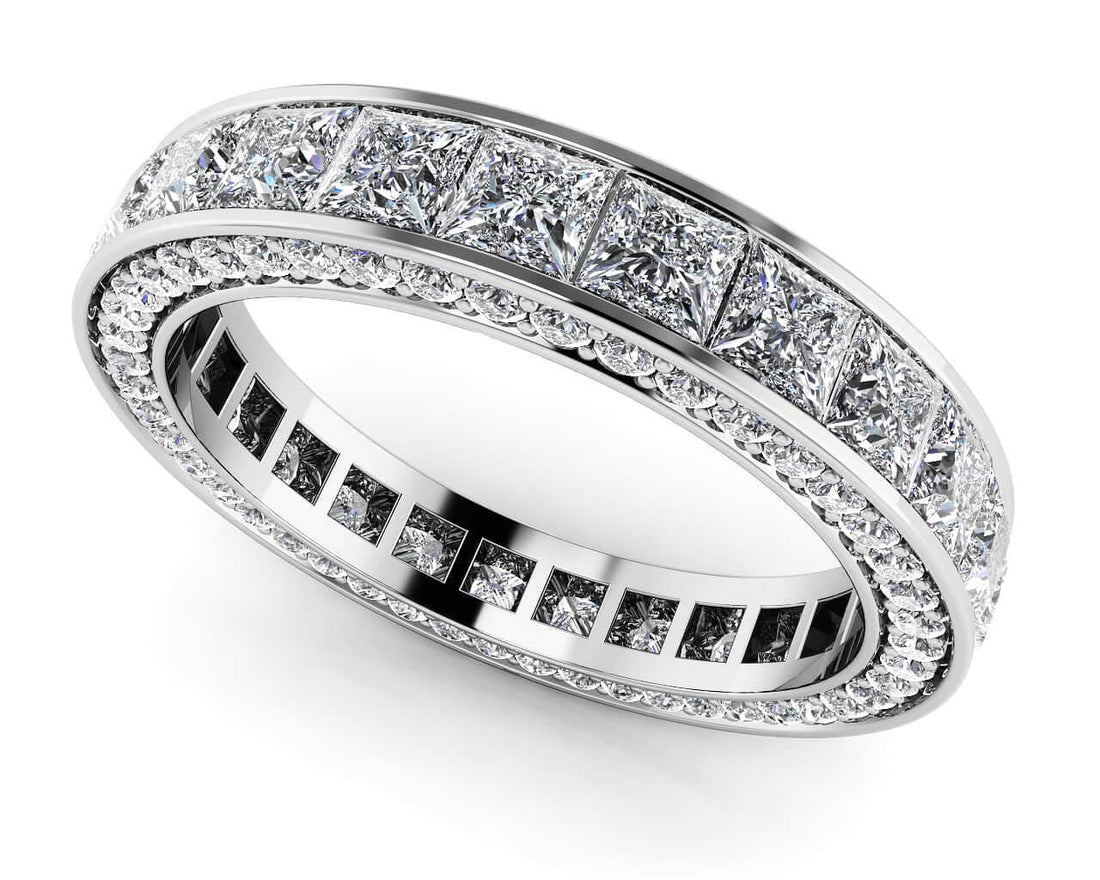 Breathtaking Princess And Round Eternity Ring Diamond  with 1.74 ct.(finished) 1mm, 1.75mm