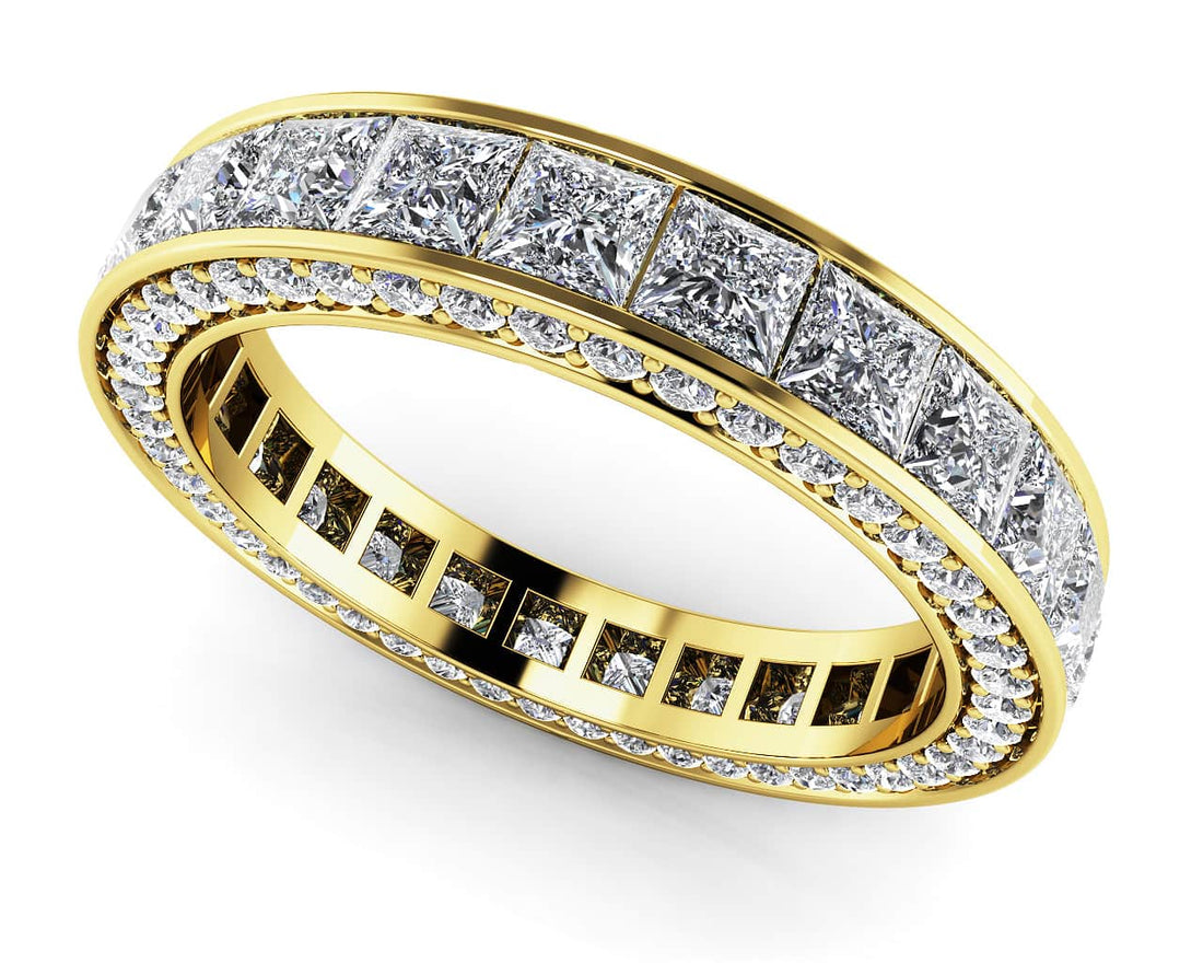 Breathtaking Princess And Round Eternity Ring Diamond  with 3.14 ct.(finished) 1.1mm, 2.5mm
