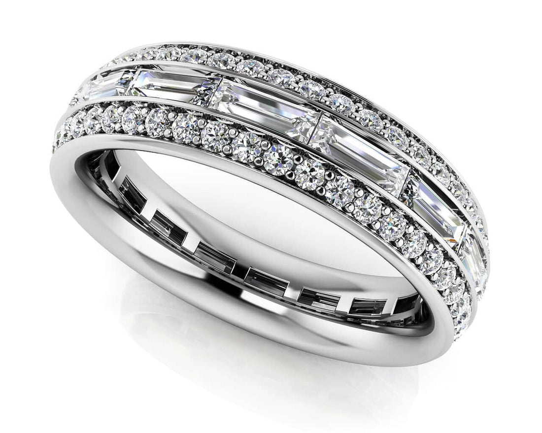 Stunning Baguette And Round Eternity Ring Diamond  with 1.98 ct.(finished) 4x1.5mm, 1.1mm