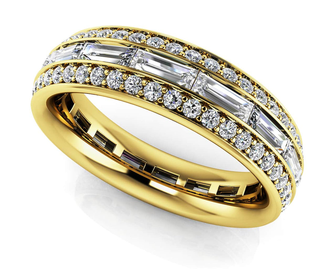 Stunning Baguette And Round Eternity Ring Diamond  with 1.98 ct.(finished) 4x1.5mm, 1.1mm
