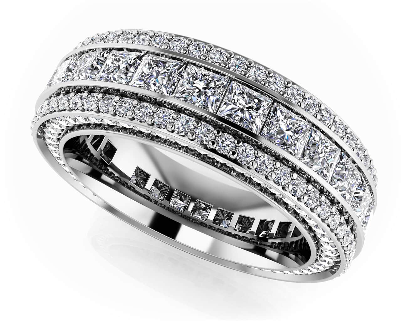 Regal Princess And Round Cut Diamond Eternity Ring Diamond  with 3.77 ct.(finished) 1mm, 2.5mm