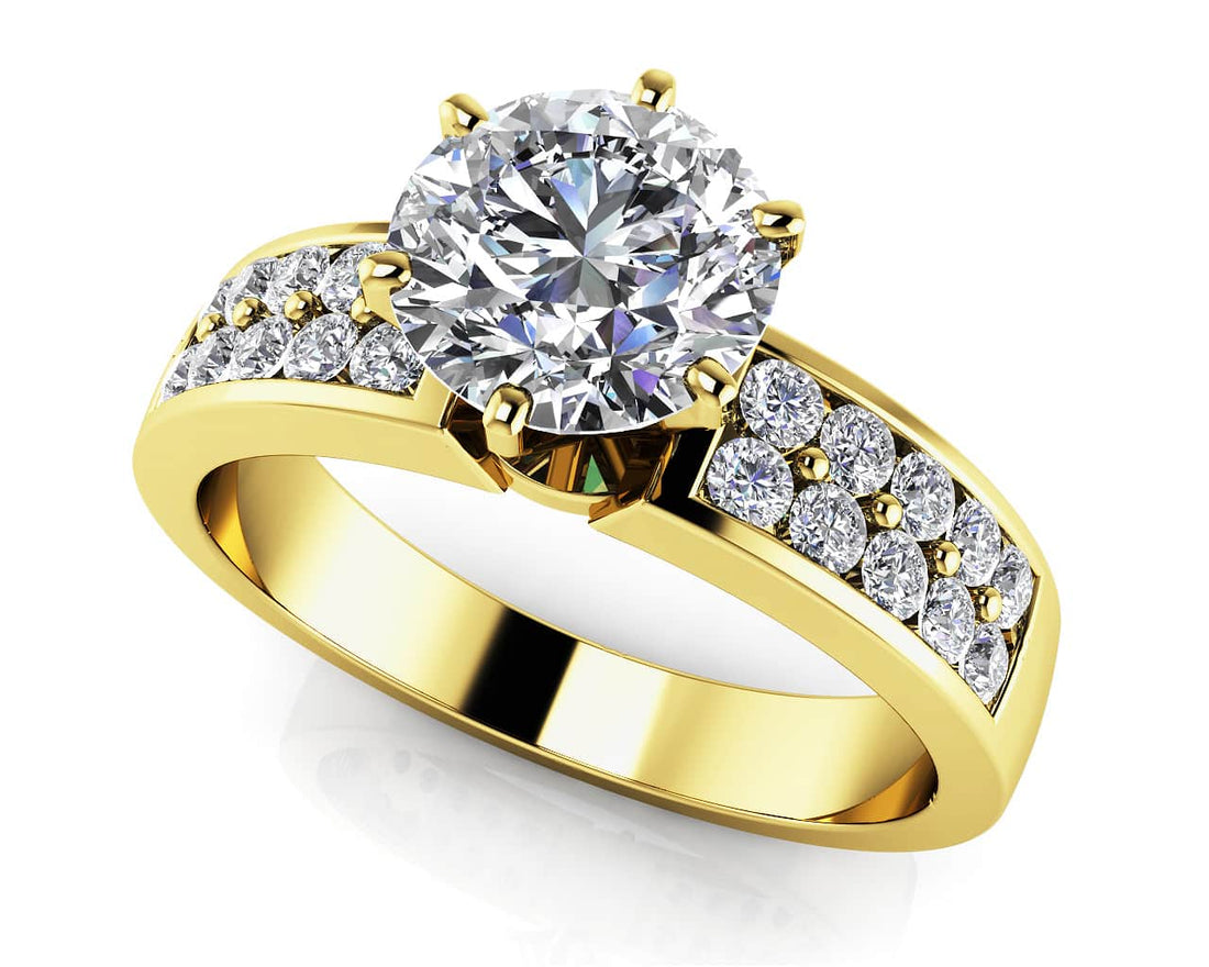 Channel Set 6 Prong Center Stone Engagement Ring Lab-Grown Diamond  with 1.88 ct. (1.50 ct. center diamond)
