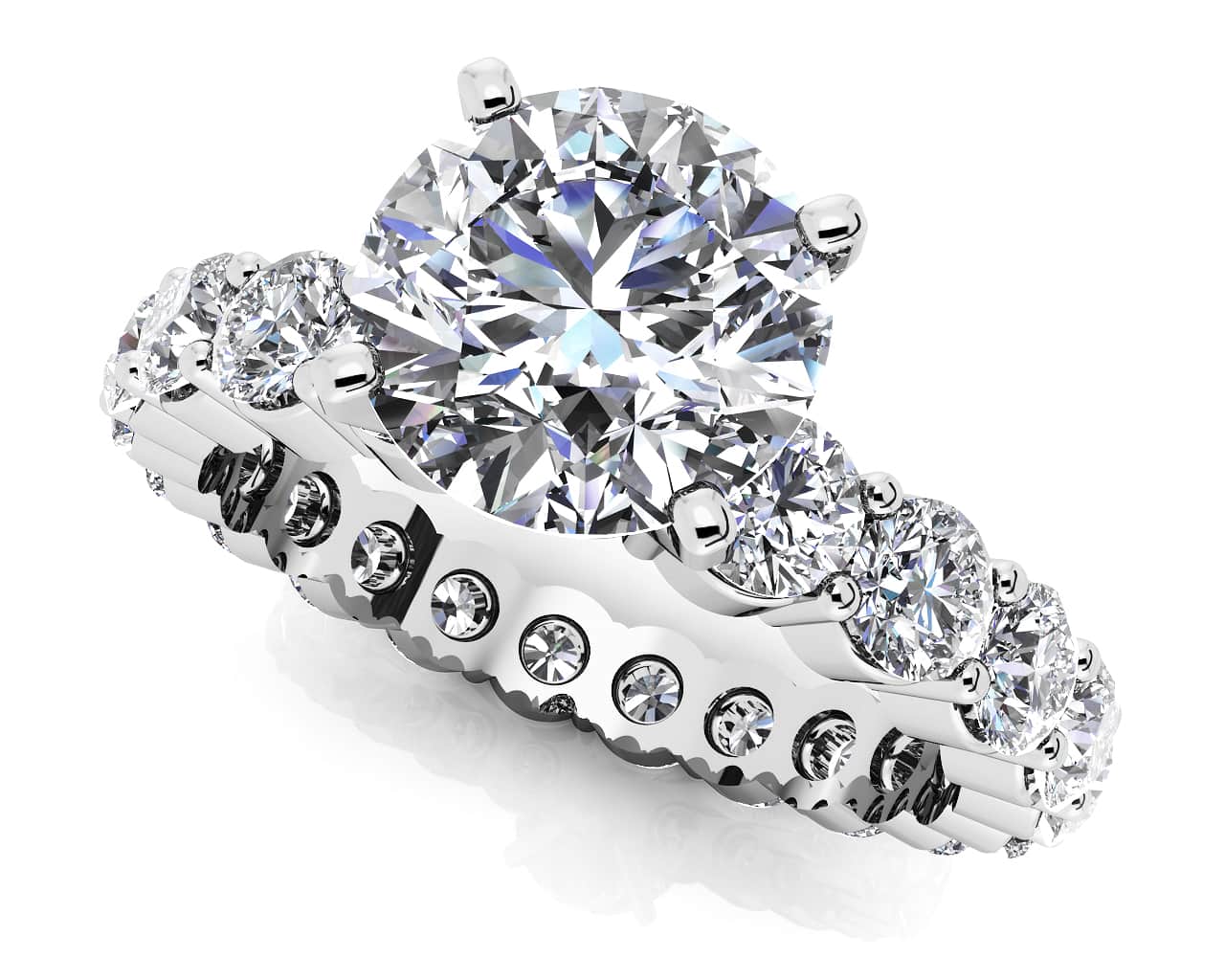 Shared Prong Eternity Style Engagement Ring Diamond  with 3.60 ct. (1.50 ct. center diamond)
