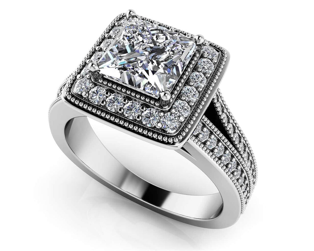 Royal Princess Cut Diamond Engagement Ring Lab-Grown Diamond  with 1.42 ct. (1.00 ct. center diamond)