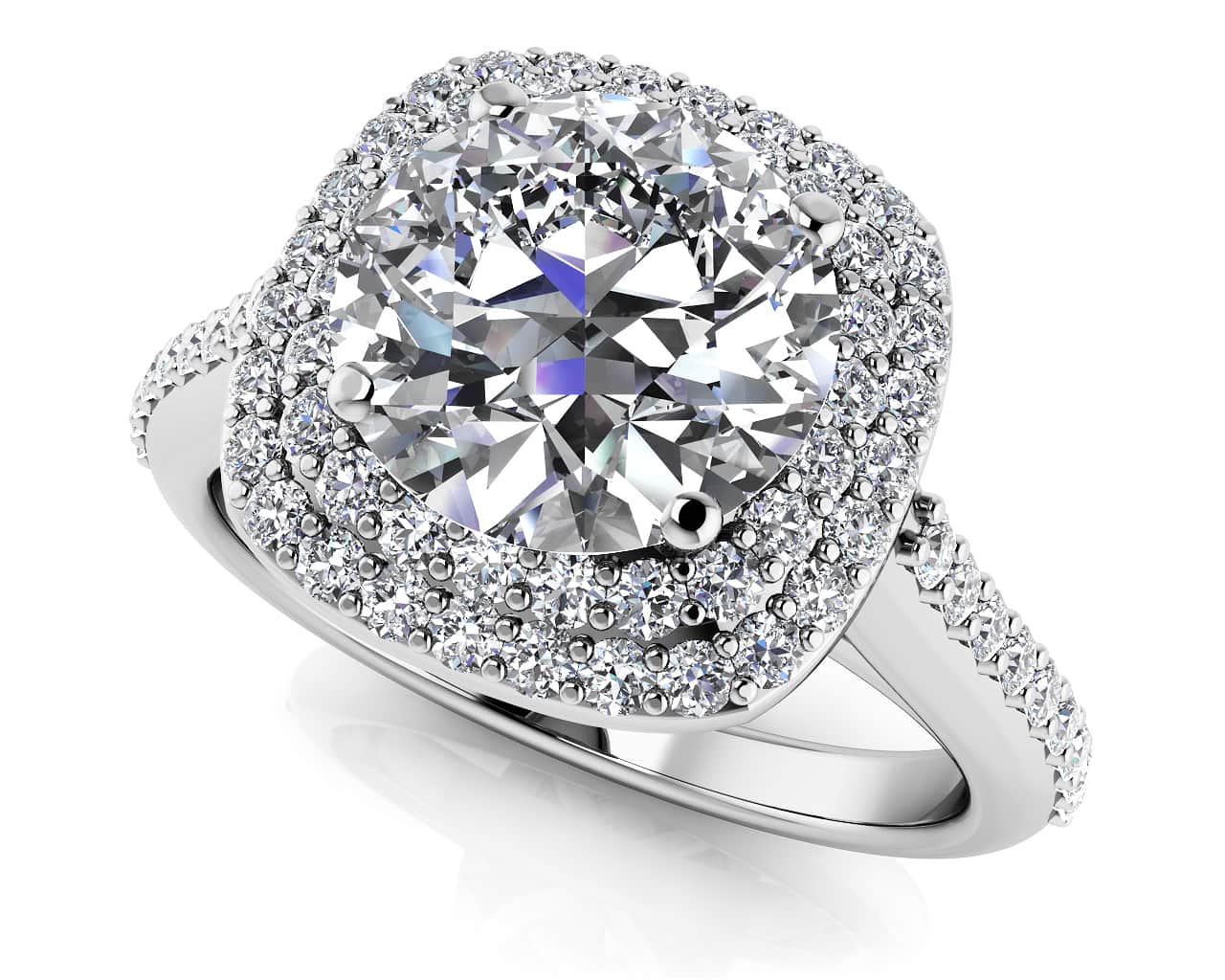 Round Halo Diamond Engagement Ring Diamond  with 1.39 ct. (1.00 ct. center diamond)
