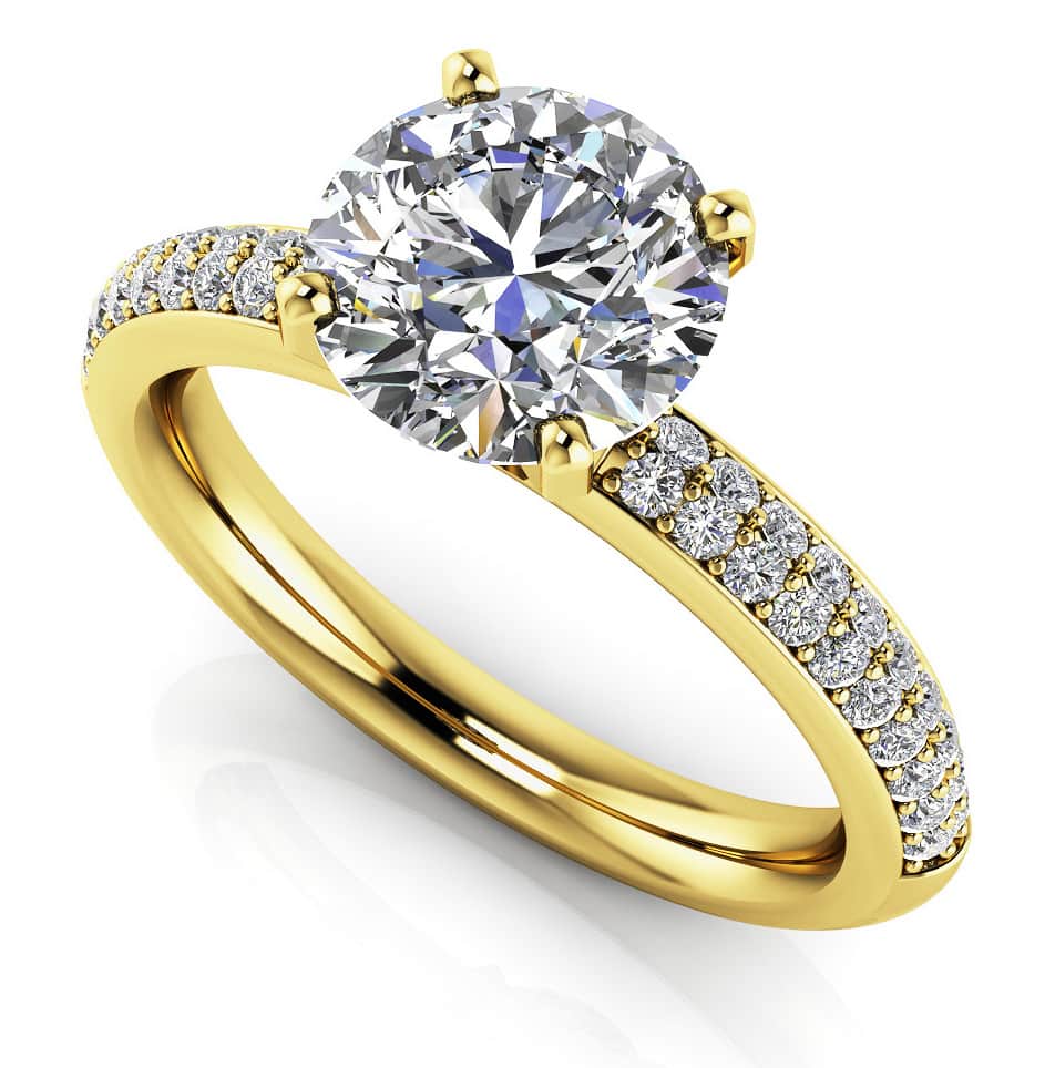 Dazzling Two Row Diamond Engagement Ring Lab-Grown Diamond  with 1.57 ct. (1.25 ct. center diamond)