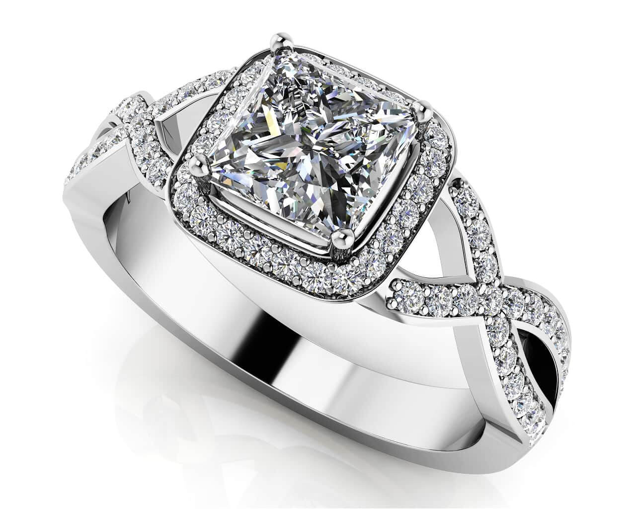Woven Band Princess Diamond Engagement Ring Diamond  with 1.33 ct. (1.00 ct. center diamond)