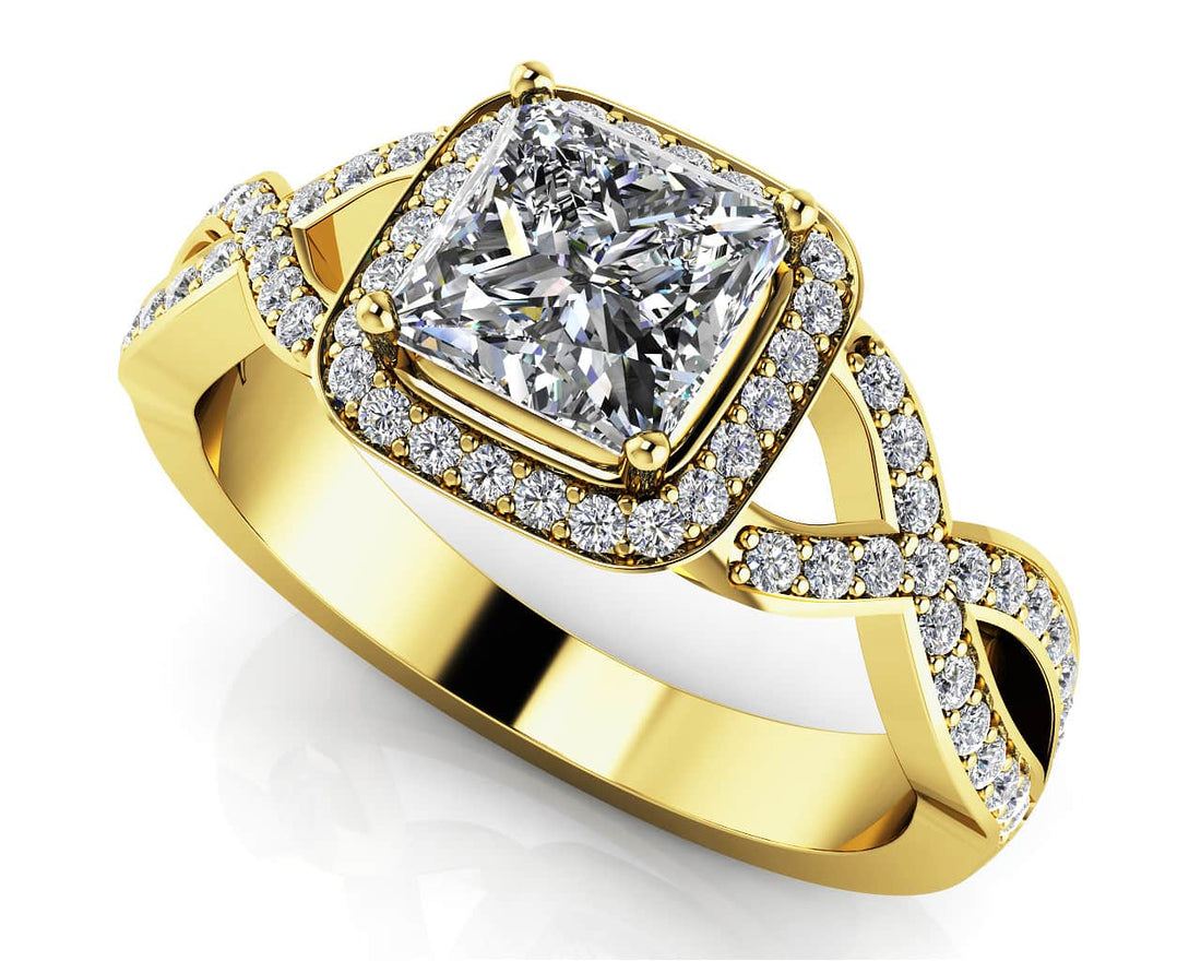 Woven Band Princess Diamond Engagement Ring Diamond  with 0.80 ct. (0.50 ct. center diamond)