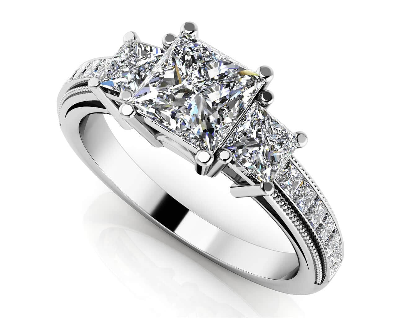 Dazzling Princess Diamond Engagement Ring Diamond  with 1.88 ct. (1.00 ct. center diamond)