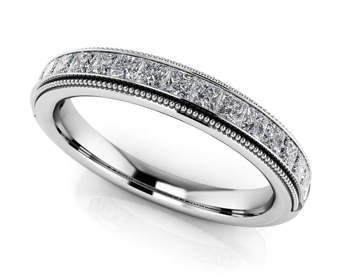 Princess Bride Milgrain Anniversary Band Diamond  with 0.75 ct.(finished) 2mm