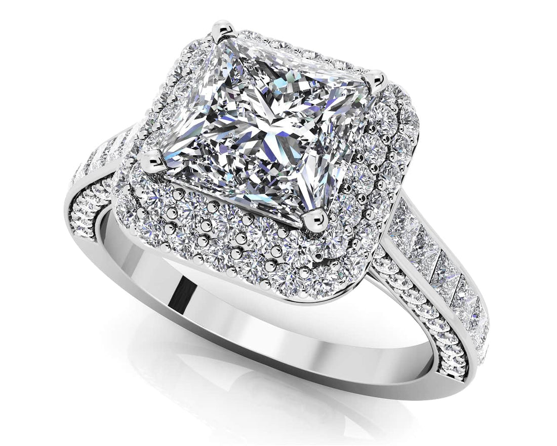 Princess Cut Diamond Double Frame Engagement Ring Lab-Grown Diamond  with 2.14 ct. (1.00 ct. center diamond)