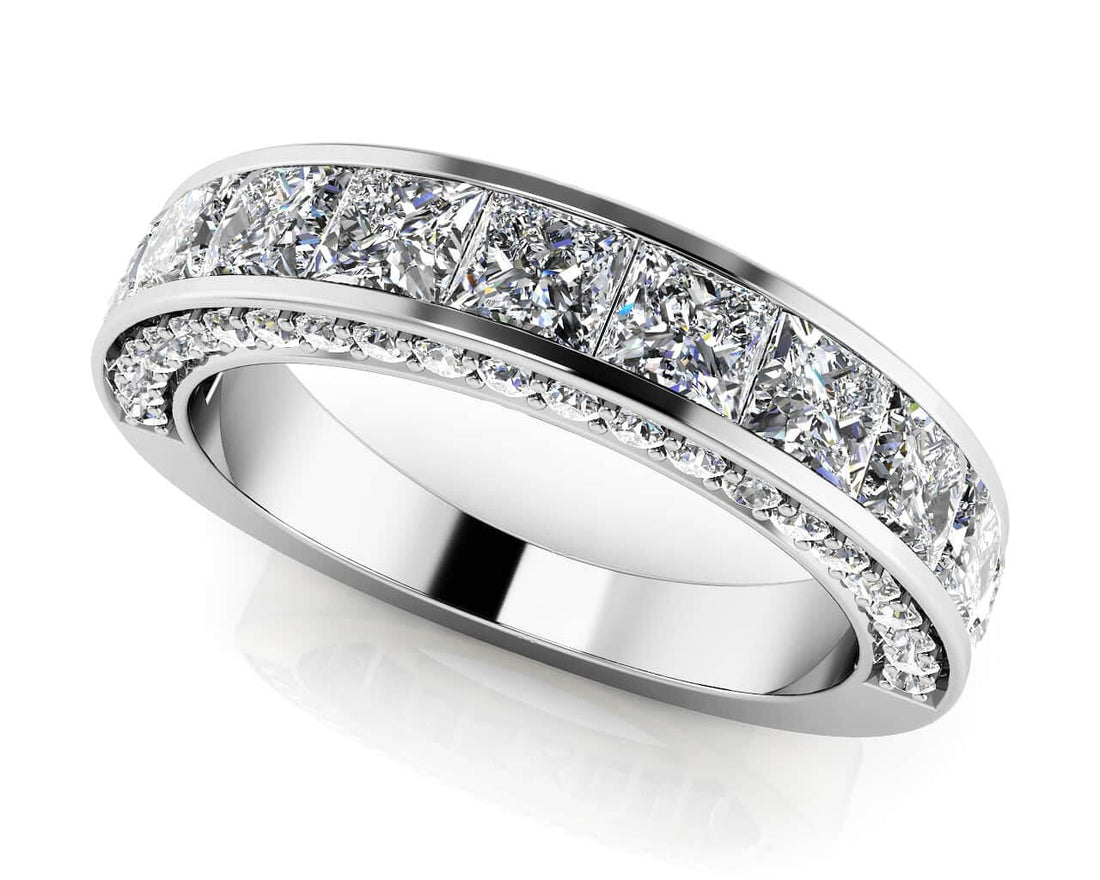 Glamorous Princess And Round Anniversary Ring Diamond  with 0.88 ct.(finished) 1mm, 1.75mm