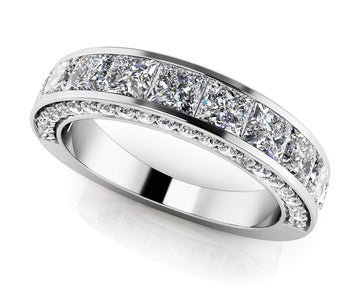 Glamorous Princess And Round Anniversary Ring Diamond  with 0.88 ct.(finished) 1mm, 1.75mm