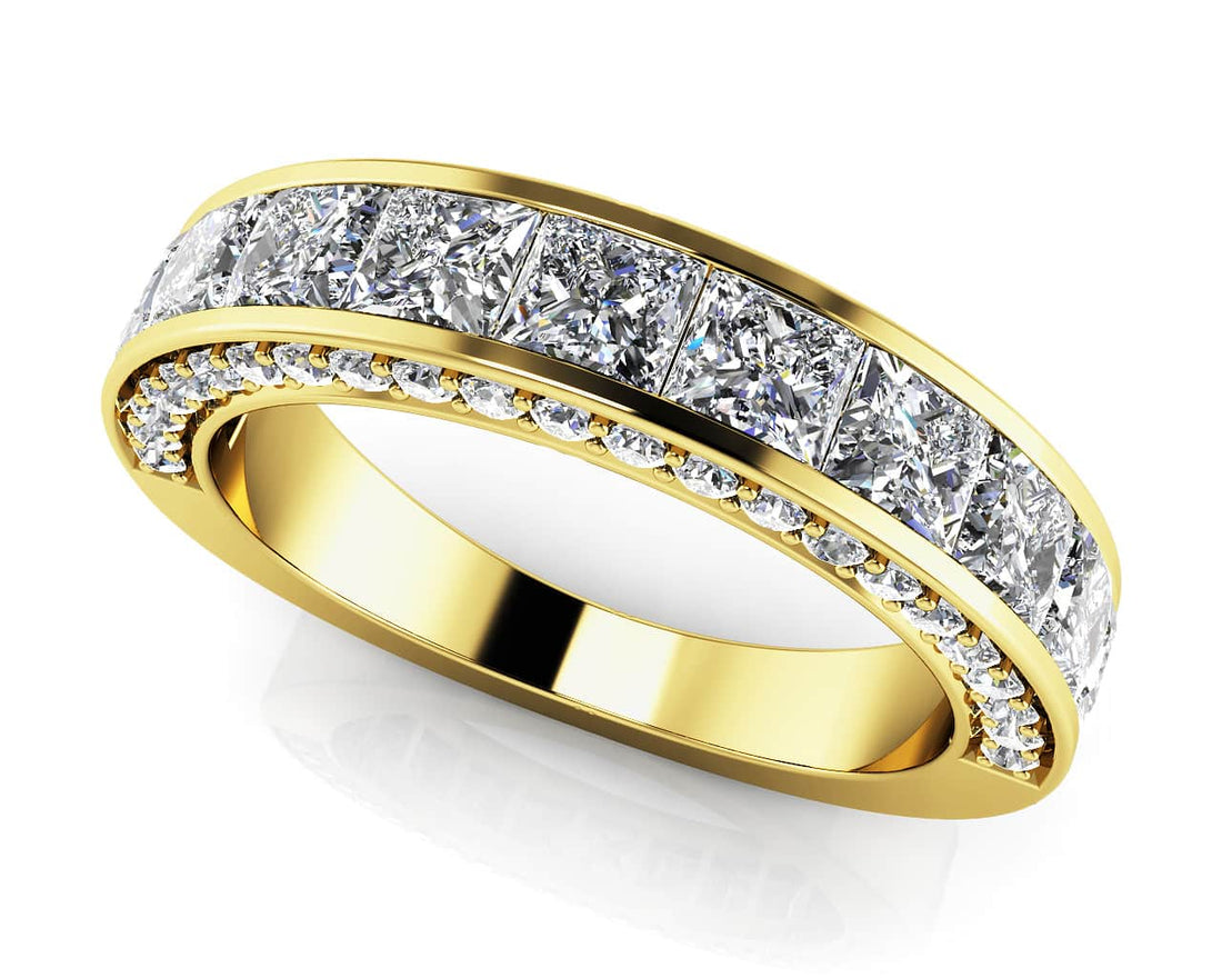 Glamorous Princess And Round Anniversary Ring Diamond  with 1.65 ct.(finished) 1.1mm, 2.5mm