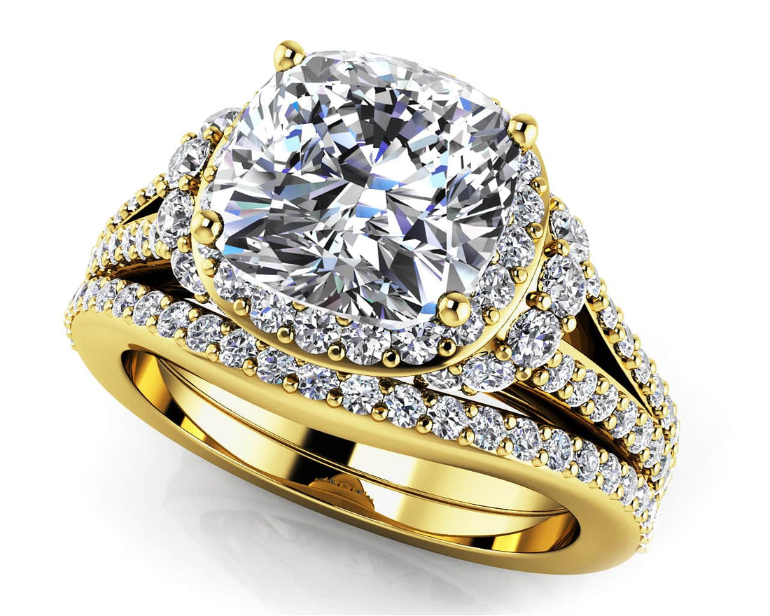Split Shank Cushion Cut Bridal Set Lab-Grown Diamond  with 2.90 ct. (2.00 ct. center diamond)