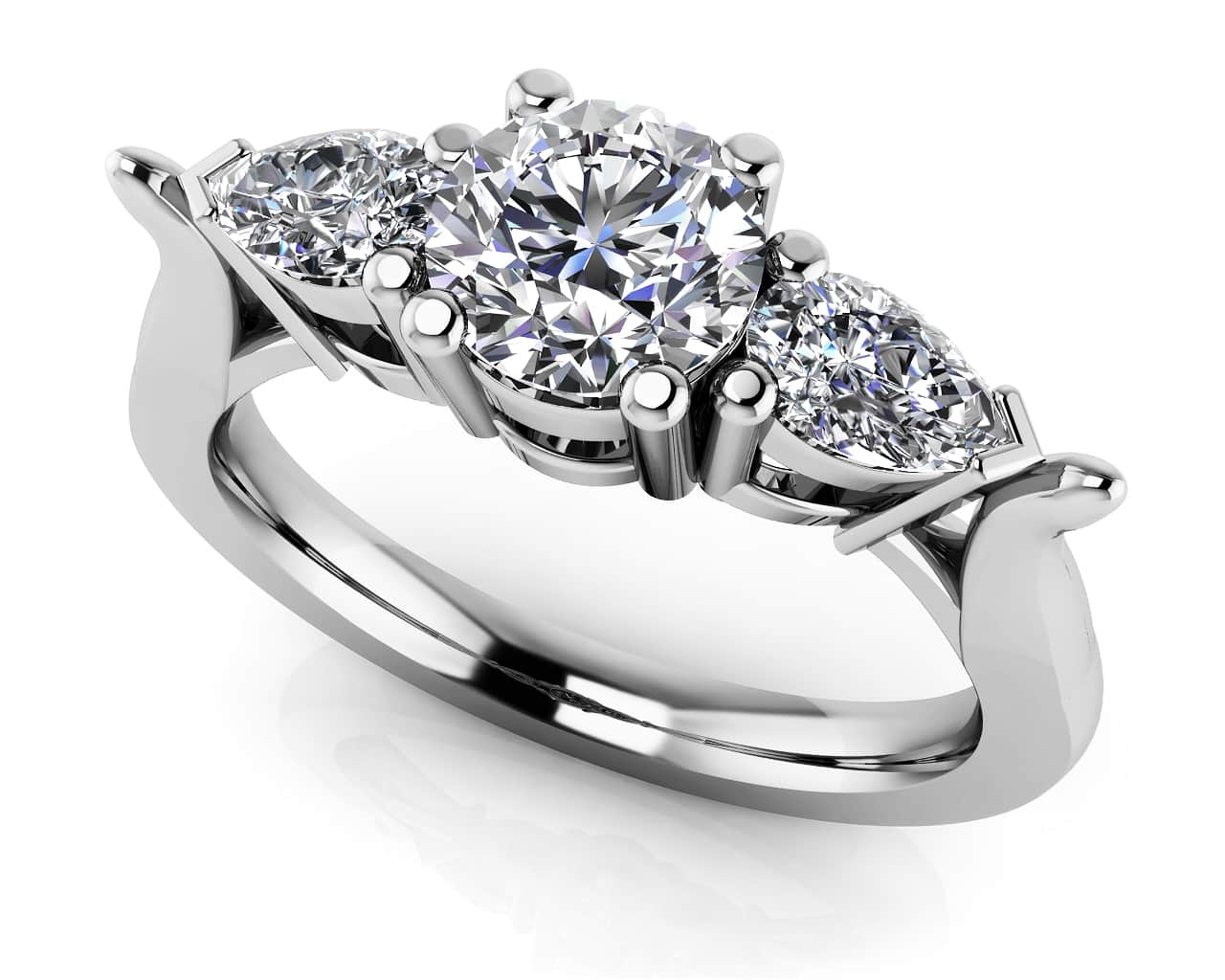 Fancy Triple Stone Diamond Ring Lab-Grown Diamond  with 1.42 ct. (1.00 ct. center diamond)
