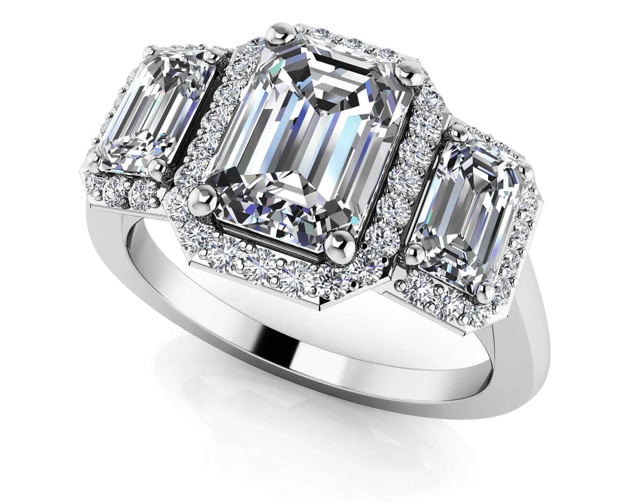 Expressive Love Three Stone Ring Diamond  with 2.76 ct. (1.50 ct. center diamond)