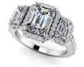 Sparkling Three Stone Emerald Cut Engagement Ring Diamond  with 1.90 ct. (1.00 ct. center diamond)