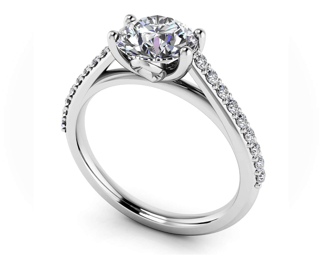 Modern Round Diamond Engagement Ring Lab-Grown Diamond  with 0.98 ct. (0.75 ct. center diamond)