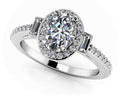 Luxurious Oval And Baguette Halo Diamond Ring Lab-Grown Diamond  with 0.94 ct. (0.60 ct. center diamond)