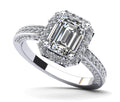 Emerald Cut Halo Diamond Engagement Ring Diamond  with 2.09 ct. (1.50 ct. center diamond)
