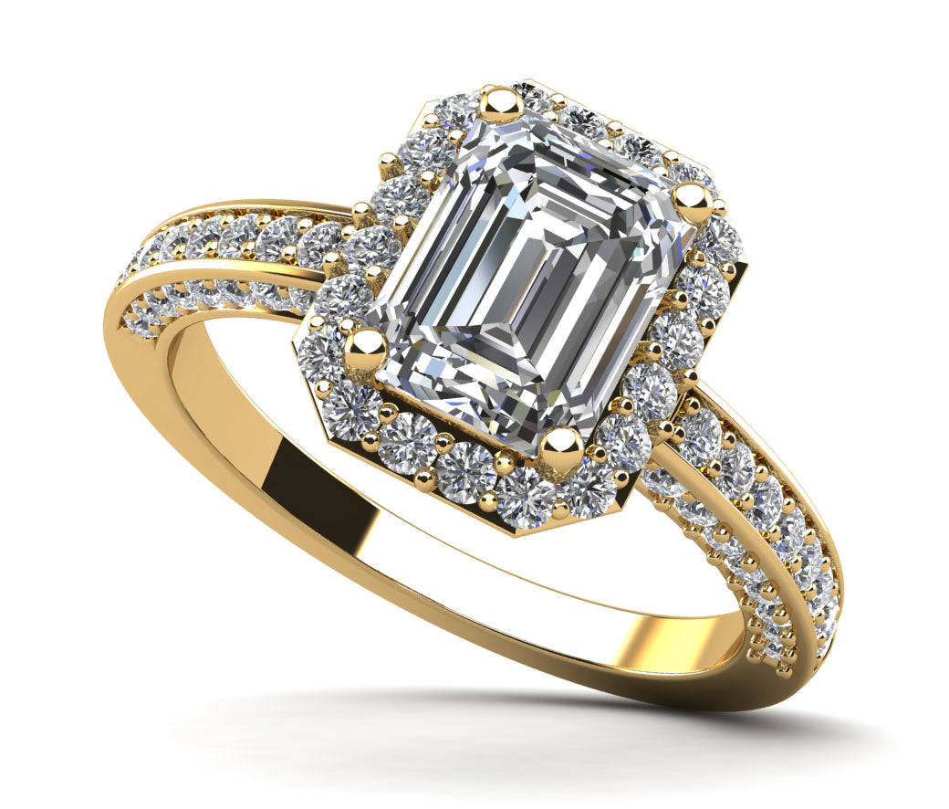Emerald Cut Halo Diamond Engagement Ring Diamond  with 1.63 ct. (1.00 ct. center diamond)