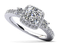 Cushion Cut Halo Diamond Engagement Ring with Side Stones Diamond  with 1.00 ct. (0.50 ct. center diamond)