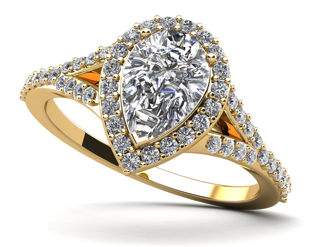 Pear Shape Halo Diamond Engagement Ring Lab-Grown Diamond  with 1.38 ct. (1.00 ct. center diamond)
