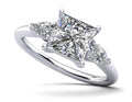 Three Stone Princess and Pear Engagement Ring Diamond  with 1.92 ct. (1.50 ct. center diamond)