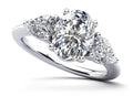 Elegant Three Stone Oval and Pear Diamond Engagement Ring Diamond  with 1.42 ct. (1.00 ct. center diamond)