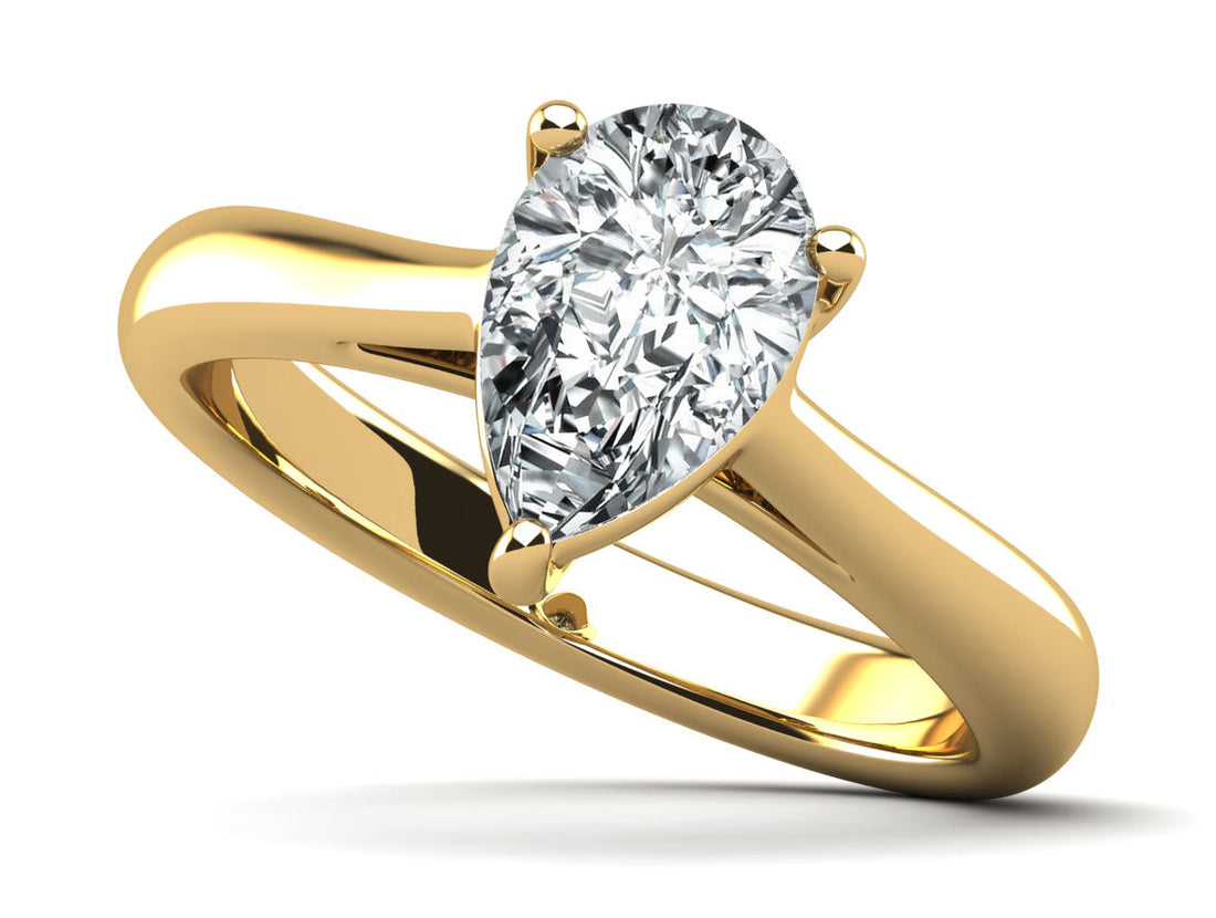 Solitaire Pear Shape Diamond Engagement Ring Lab-Grown Diamond  with 1.50 ct.(finished) 10x6.5mm