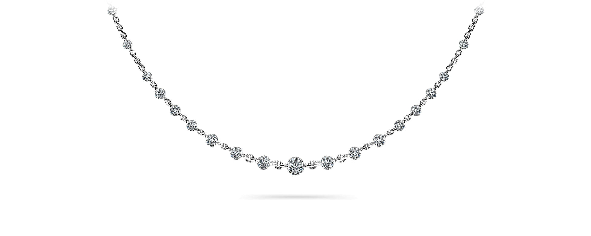 Graduated Diamond And Chain Link Necklace Lab-Grown Diamond  with 4.05 ct.(finished) 3.5mm, 4mm, 4.5mm