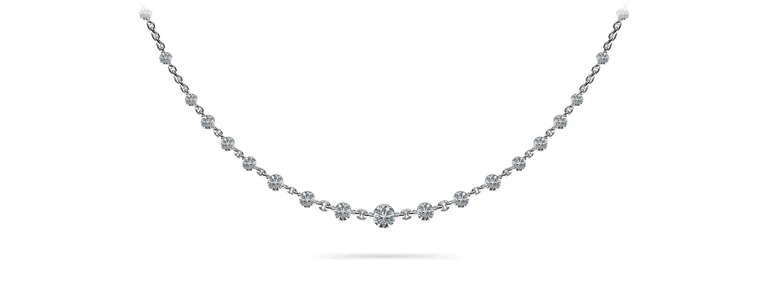Graduated Diamond And Chain Link Necklace Diamond  with 4.05 ct.(finished) 3.5mm, 4mm, 4.5mm
