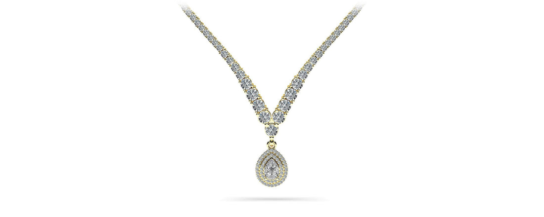 4 Prong Double Strand V Drop Diamond Necklace Lab-Grown Diamond  with 13.12 ct.(finished)
