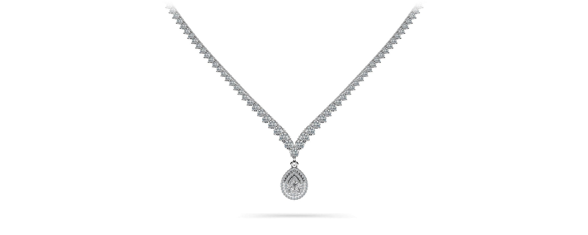 3 Prong Graduated V Diamond Necklace Lab-Grown Diamond  with 9.54 ct.(finished)